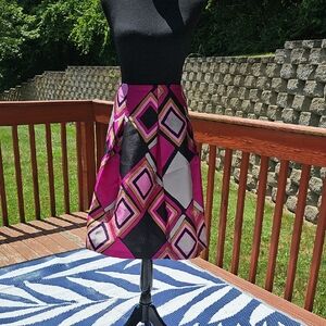 Lane Bryant Pink and Black A-Line Skirt